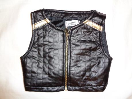 Luxusní černozlatá koženková vesta - 4 roky, 104 / 110