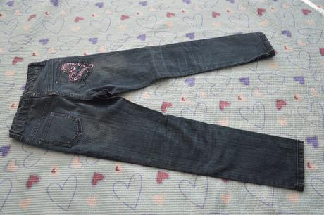 Elastické džíny s kamínky, regulace v pase, c&a,128