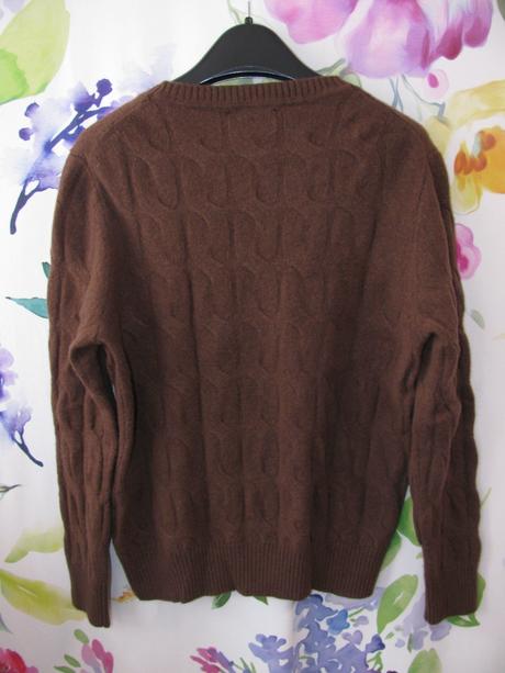 Krásný vlněný hnědý svetr th., tommy hilfiger,l