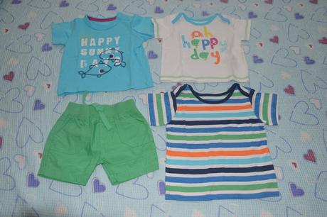 Komplet oblečení 4ks, 3 trika+kraťasy, marks & spencer,68