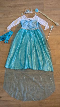 Ka104 kostým elsa, frozen + doplňky vel. 7 - 9 let, 