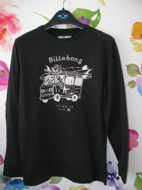 Bavlněné černé tričko s potiskem kostlivce, billabong,164