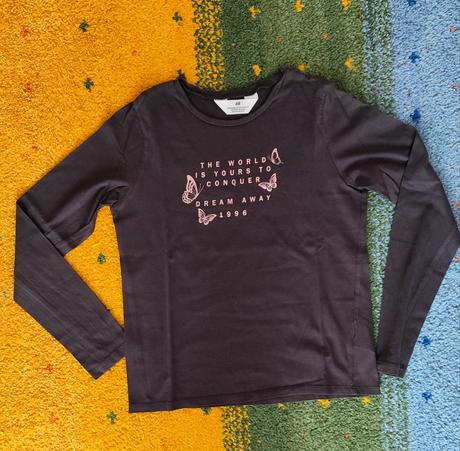 Antracitové triko s dlouhým rukávem, h&m,146