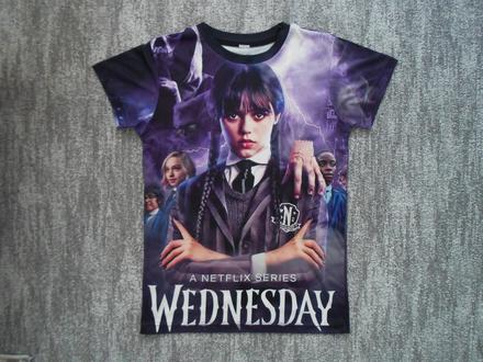 Fialové tričko triko krátký rukáv wednesday, 152