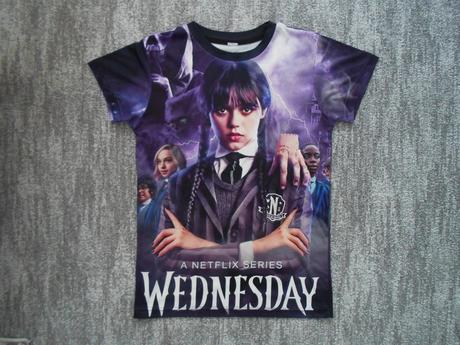 Fialové tričko triko krátký rukáv wednesday, 152