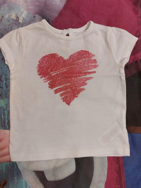 Tričko s růžovým srdíčkem, f&f,68