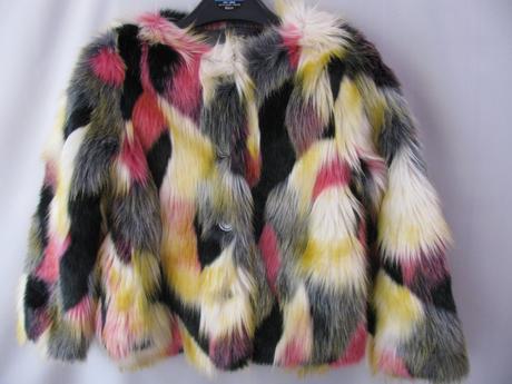 Luxusní barevná kožešinová bunda - next/ 8 let, next,128