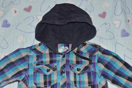 Bavlněná kostkatá košile s kapucí, 104