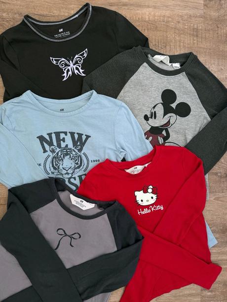 Trička hm, vel. 134/140, 146/152, 5 kusů, h&m,140