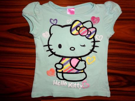 Krásné zelinkavé elastické tričko s kittynkou, sanrio,98