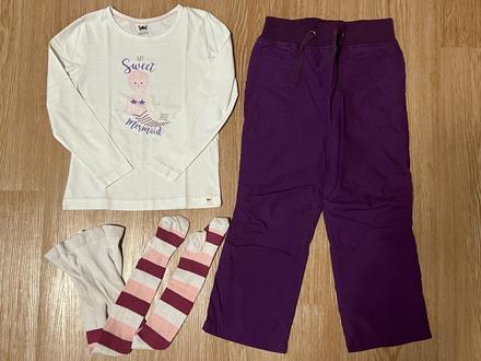 Dívčí jar/podzim set - kalhoty, trika, punčochy, pidilidi,98