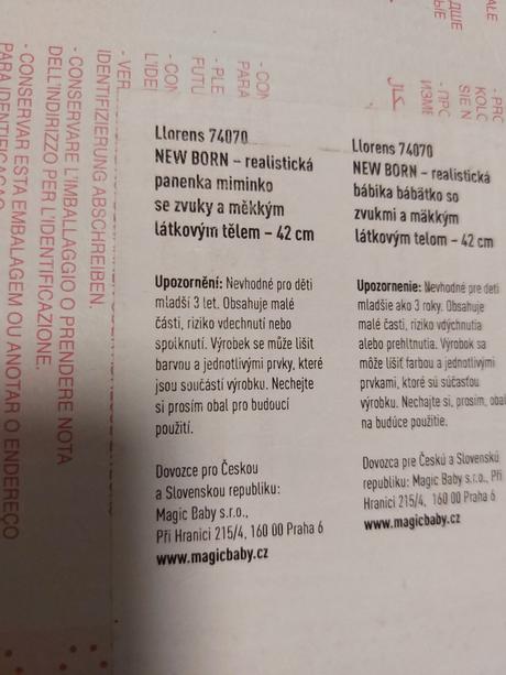 Llorens panenky new born 42 cm,