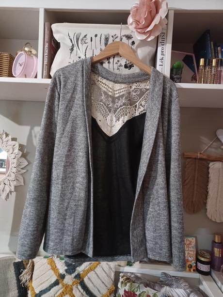 Kardigan s krajkou na zádech xs-l, m