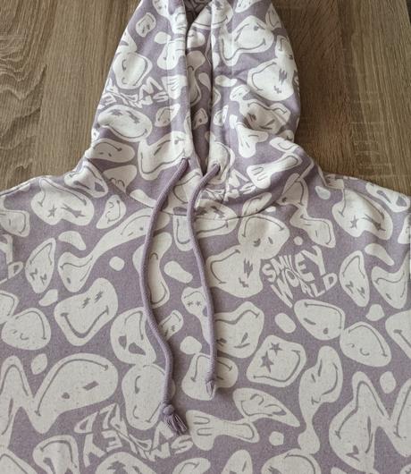 Dívčí mikina fialová s kapucí smiley sinsay, sinsay,s