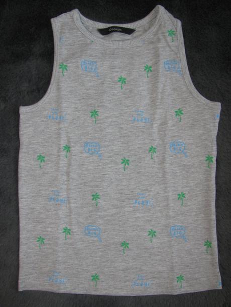 Letní šedé bavlněné tričko s palmičkami, george,98