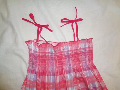 Krásné růžovofialové káro šaty, kugo,152