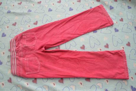 Pohodlné bavlněné manšestráky s aplikací, na gumu, mini boden,128