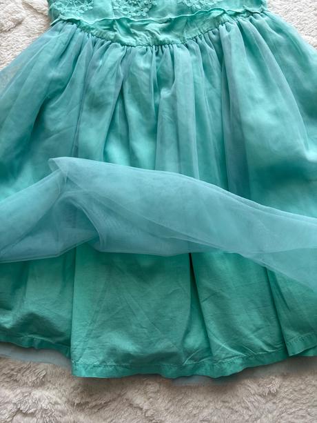 Ob/ šaty tyrkysový- v.7/8 let, 128