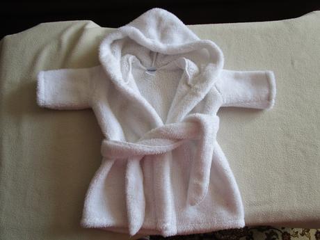 Heboučký bílý župan s kapucí, vel. 62, jako nový, 62