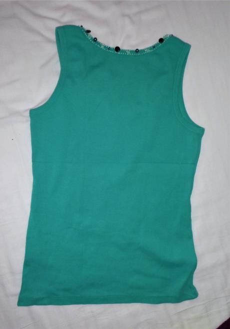 Tílko smaragdové originálně zdobené-vel.m, m