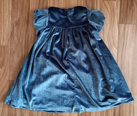 Sametové vánoční modré šatičky,  so cute, vel. 92, 92