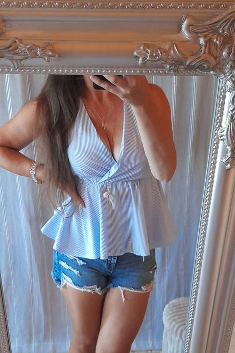 Melitea pruhovaný elegantní peplum top, m