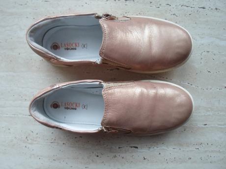 Růžové zlaté boty polobotky kožené, lasocki,36