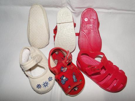 3 páry bot, v.17 sandálky, capačky, bačkorky, f&f,17