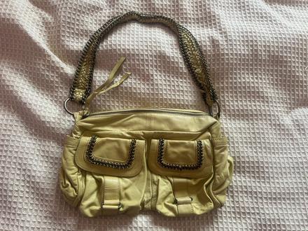 Kožená kabelka/brašna/taška žluto/zelená, 