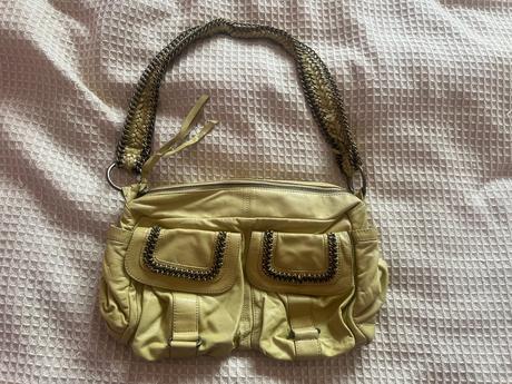 Kožená kabelka/brašna/taška žluto/zelená,