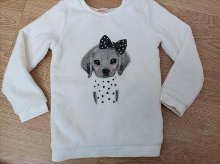 Plyšová mikina s pejskem h&m vel.110/116, h&m,110