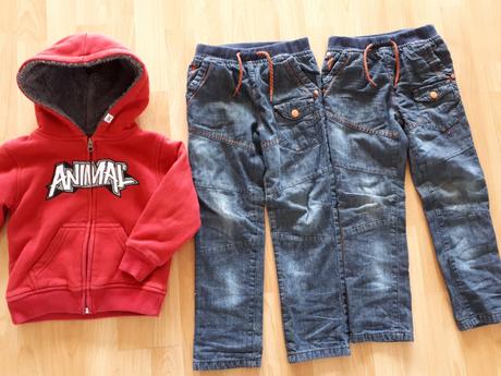 Zateplená mikina a kalhoty / rifle, vel.104 a 110, 104–116