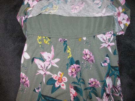 Letní khaki kalhotový pružný overal s kytičkami, h&m,146