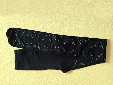 Černé silonky punčochy bílý vzor, m