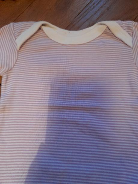 Pruhované fialkové bodýčko krátký rukáv, 74