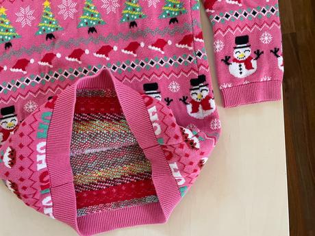 Růžový vánoční svetr se sněhuláky, vel 146/11 let,, next,146