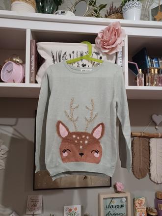 Mint svetr se srnečkou h&m 122/128, h&m,128