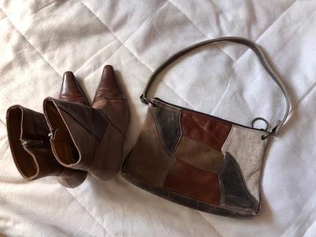 Kabelka sita s kousku ruznych barev,