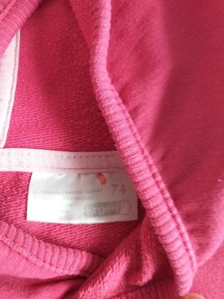 Růžová mikina s kapucí vel. 74/6-9 měsa, ergee,74