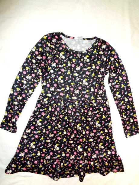 Luxusní černé květované šaty 134/140, girl2girl,134 / 140