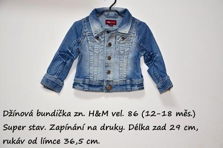 Světle modrá džínová bundička zn. h&m vel. 86, h&m,86