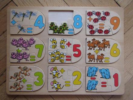Dřevěné puzzle - počítání,