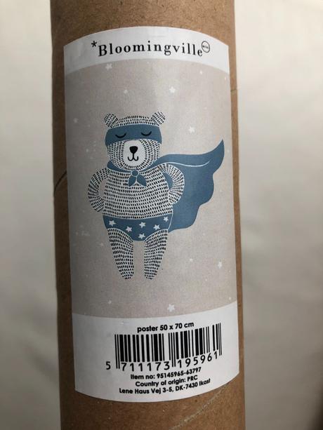 Obraz medvěd superhrdina bloomingville modrá šedá, 