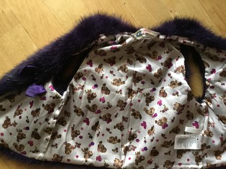 Fialová kožešinová vesticka bolerko, h&m,116