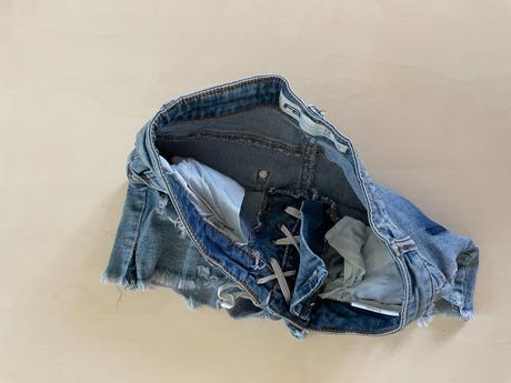 Džínové šněrovačka šortky, vel s, fb sister, s