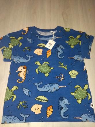 Modré tričko se zvířátky, mořský koník 122 lindex, lindex,122
