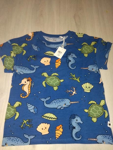 Modré tričko se zvířátky, mořský koník 122 lindex, lindex,122