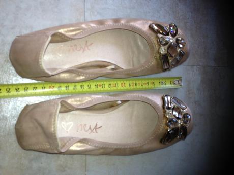 Zlatavé baleríny next vel. uk 4, vel.36,5 kamínky, next,36