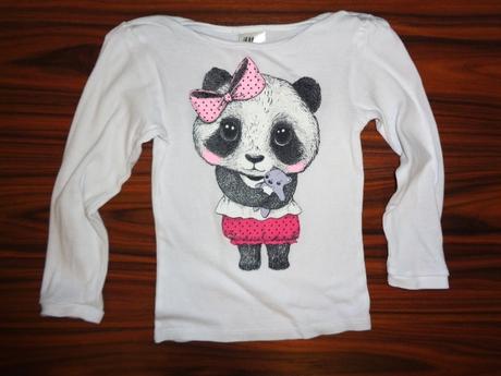 Nádherné tričko s holčičí pandou 2- 4 roky, h&m,98
