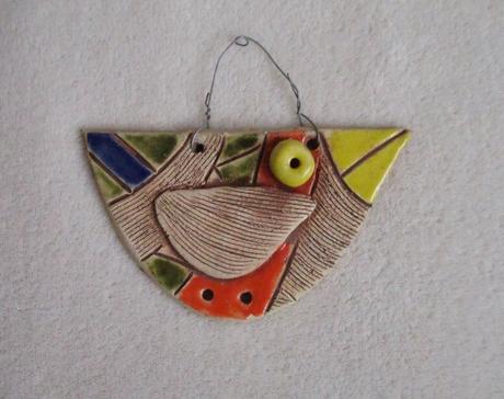 Keramický ptáček na zavěšení, 